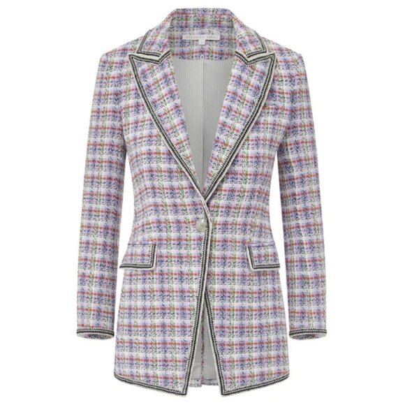 💕VERONICA BEARD💕 Etney Tweed Dickey Jacket ~ Light Lavender Multi-Color 0 NWT - Picture 12 of 16